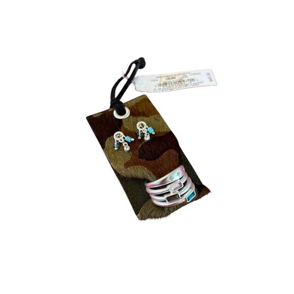 Matte Silver Tone & Faux Multicolor Gemstone Jewelry Set. - Picture 3 of 5